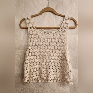 100% cotton crochet tank sz XS